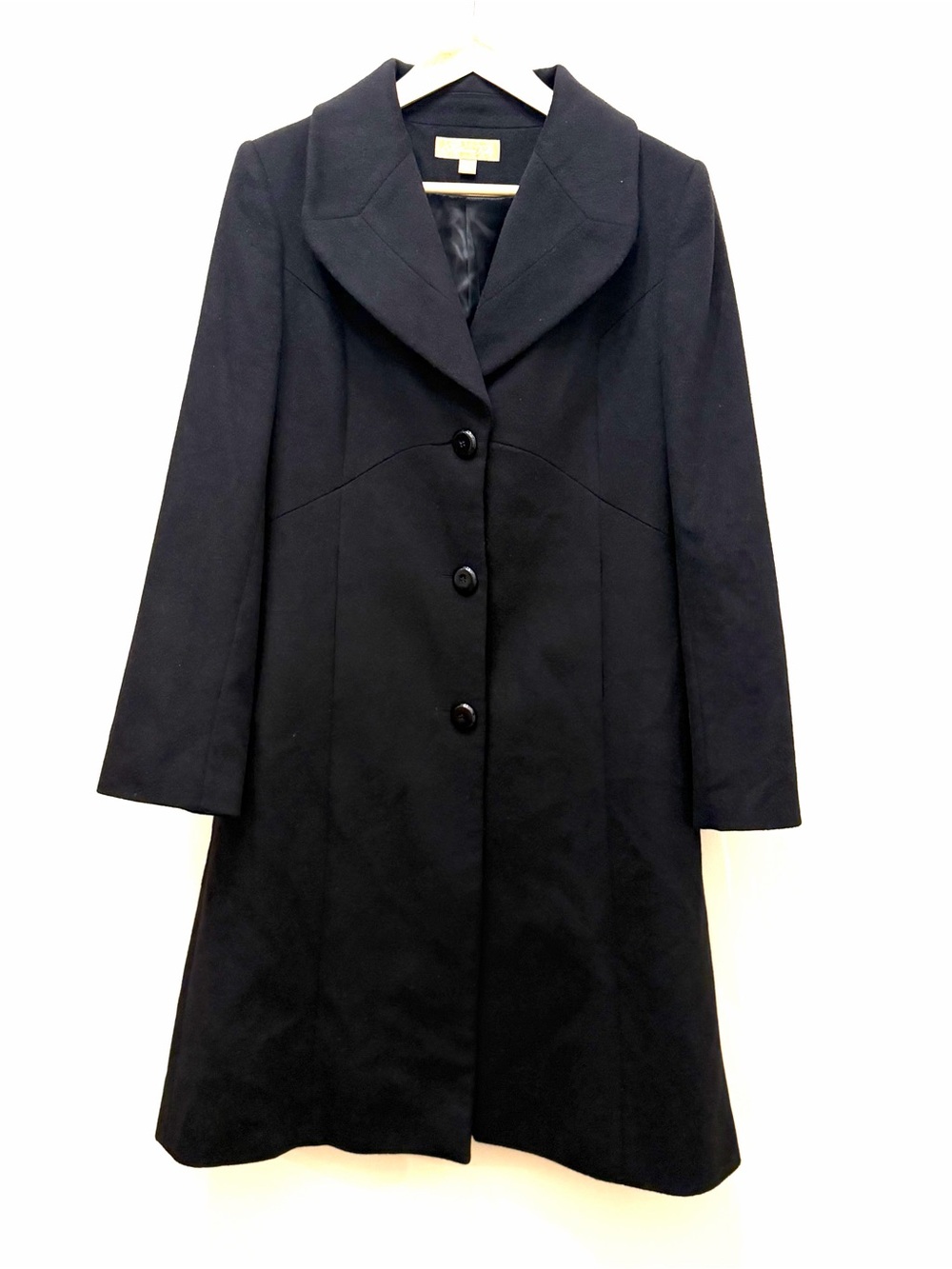 KATHERINE KELLY 100% Cashmere Long Coat | size 8  black lined in EUC